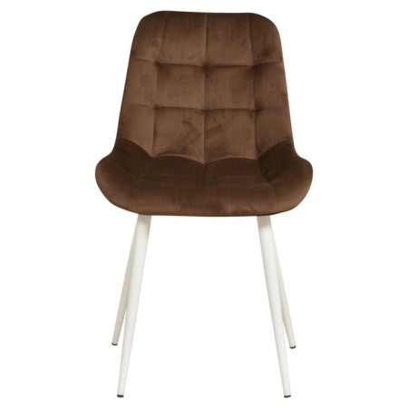 “Quarter U” chair, velor tenerife chocolate / metal white-3