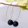 Earrings Assorted "Snowball" in the ring, black color in silver