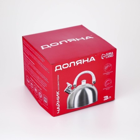 A kettle with a stainless steel whistle “Black Night”, 3 l, fixed handle, chrome color-11