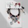 Bracelets "Demetrons" leaves with beads, black-beige color, 8 cm
