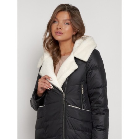 Coat insulated winter female, size 48, black color-8