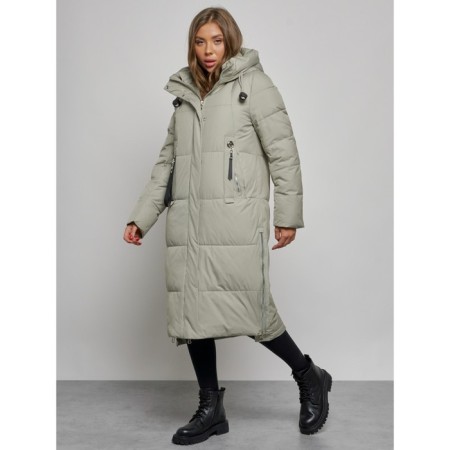 Coat insulated winter female, size 42, green color-1