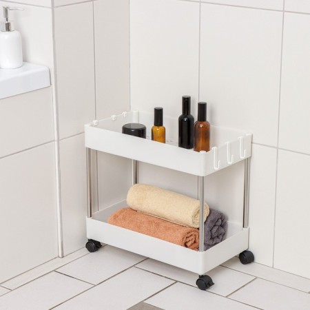 2-tier eve on wheels, 40 × 13 × 31 cm, white color-6