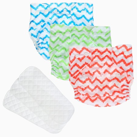 Set of reusable diapers "Zigzag" 3-15 kg, with inserts