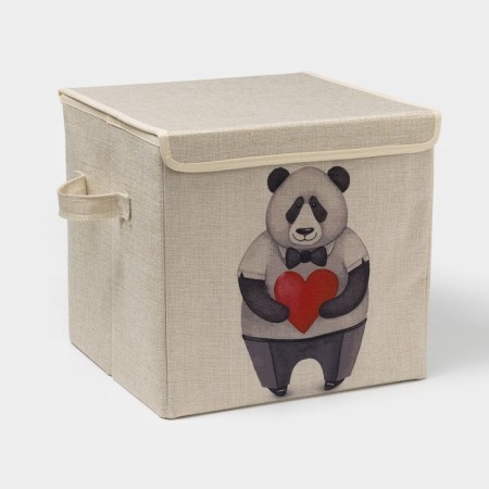 Stellyer box for storage with a lid "Panda in love", 30 × 30 × 28.5 cm