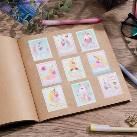 Paper stickers "unicorns", with coloring on the back, 11 × 15.5 cm-4