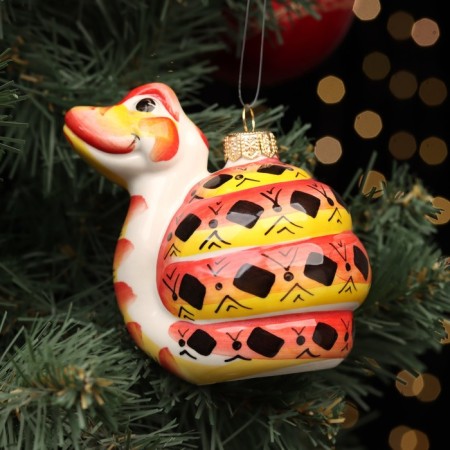 Fir -tree porcelain ball "Red Serpent", author’s painting, 10 cm-1