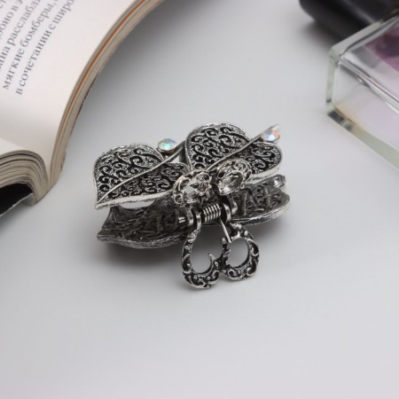 Hair crab "Laura" leaflets, 5.5 cm, silver-1