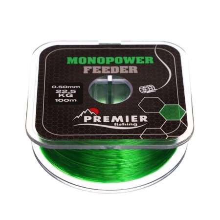 Premier Fishing Monopower Feeder, diameter 0.5 mm, test 22.5 kg, 100 m, green