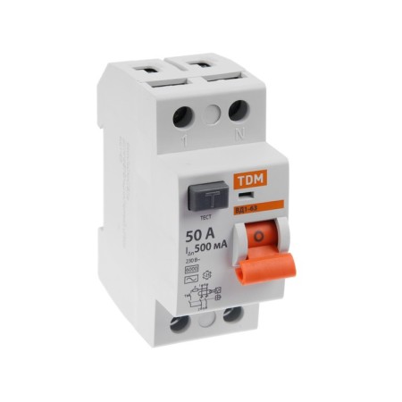 RCD TDM VD1-63, 2P, 50 A, 500MA, SQ0203-0094