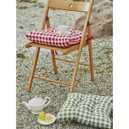 Pillow on the chair of the check, size 40x40 cm, red color-6