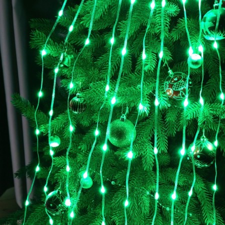 Smart garland "Horse tail" 10 threads of 1.5 m dew, IP20, silver thread, 150 LED, remote control, application, glow RGB, USB-3