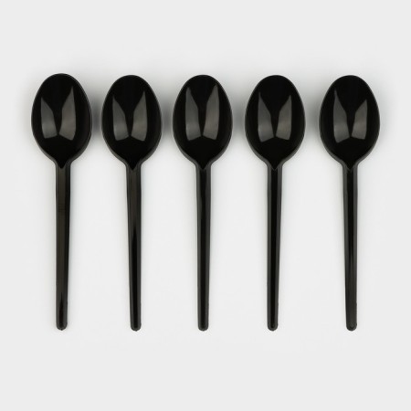 Spoon table plastic disposable "standard", 16 cm, black color-1