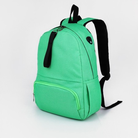 School backpack of textiles on a zipper, 3 pockets, Fulldorn, green color-2