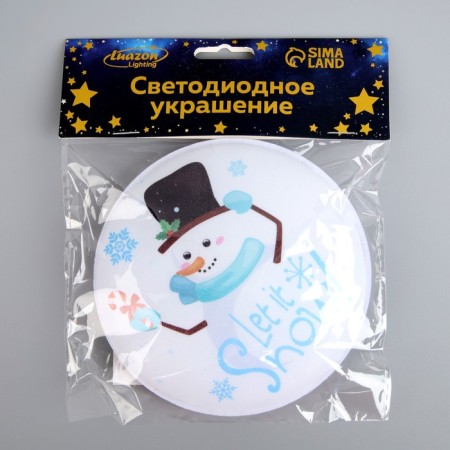 LED toy on Velcro "Snowman in the Hat" 13 cm, batteries Lr44x3, glow of multi-3