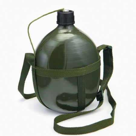 Army hiking “Adventure” 2 l for water, on straps, metal, green-1