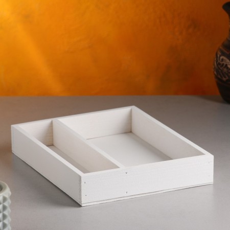 Kashpo wooden 25.5 × 20 × 4.5 cm "Makarunas", white give beautifully-1