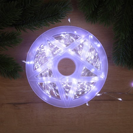 Garland "Mishura" 20 m dew, IP44, silver thread, 600 LED, 8 modes, white glow, 18 V