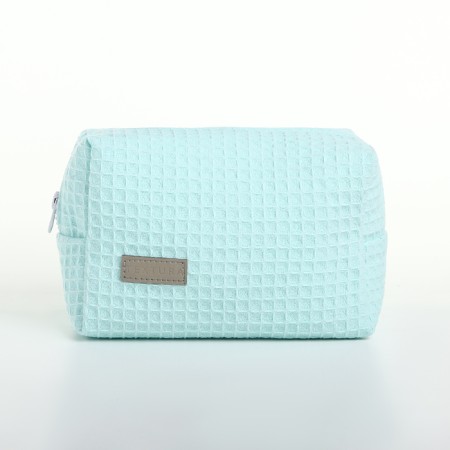 Cosmetic bag at the zipper textura, turquoise color-3