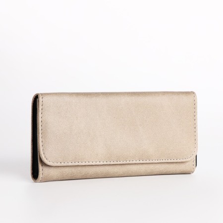 Women's wallet on the button, beige color