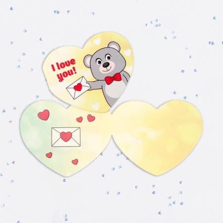 Valentine Double postcard "I love you!" bear