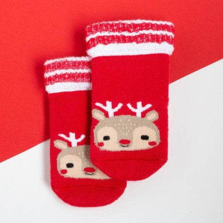New Year's children's socks I am "deer", the color is red, 8-10 cm