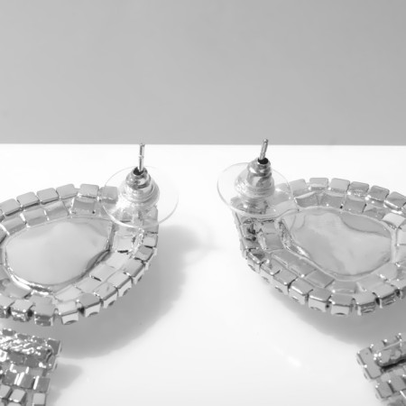 Hanging earrings with rhinestones "Waterfall" a drop is large, white color in silver, 15.5 cm-2