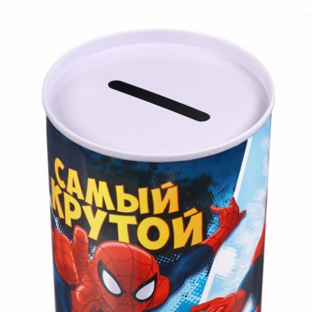 Metal piggy bank, 6.5 cm x 6.5 cm x 12 cm "The coolest", Spider-Man-4