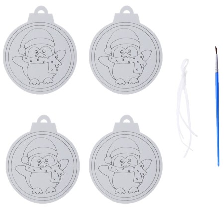 Christmas tree decoration for painting "Cutie" 4 pcs., Brush-1