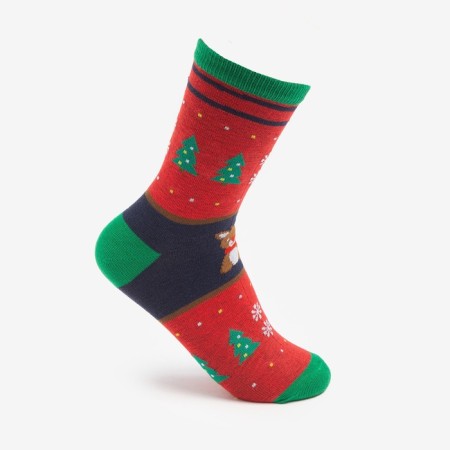 Women's socks "deer", red color, size 23-25