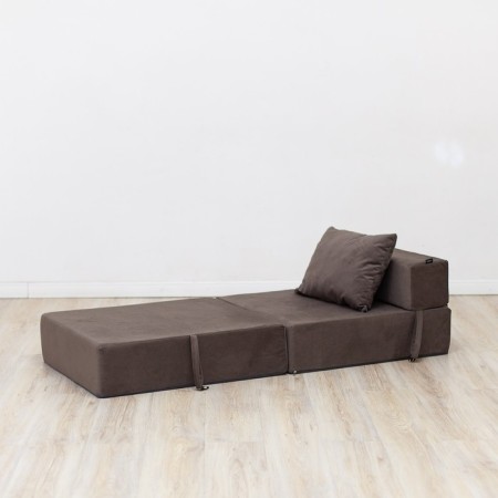 Handwheel chair-bed "Essen", velor fabric, brown color-3
