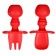 Set of children's cutlery, fork, spoon, red color