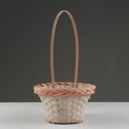 Set of wicker baskets, D16x10/31 cm, D19x11x33 cm, d21x12x35 cm, 3 pcs, peach, bamboo-2