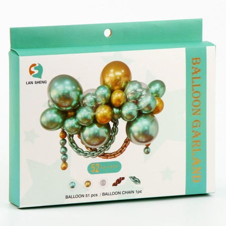 Set for creating compositions from balloons, set of 52 pcs., Gold, Green-1