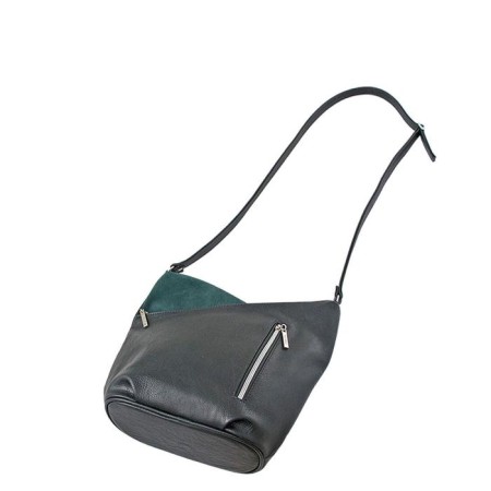 Bag bag claim. Kozh, lightning department, black/green color 25x15x27cm-1