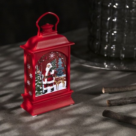 LED figure "Lantern with Santa Claus" 7 × 13 × 3.5 cm, plastic, batteries AG13x3, glow warm white-1