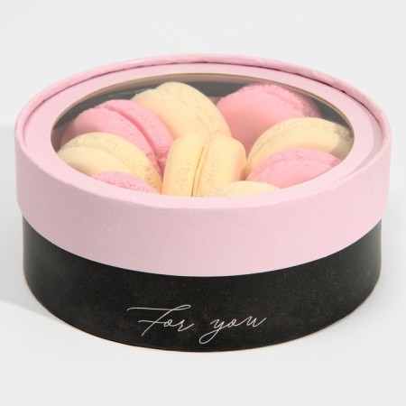 Makarun box, confectionery packaging tube with a window, for you 16 x 16 x 5 cm-3