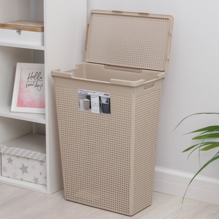 Besnaya basket with a lid "Loft", 50 l, color Latte-2