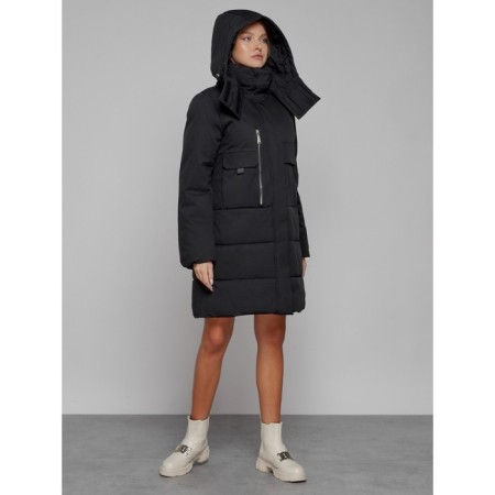 Coat insulated winter female, size 42, black color-5