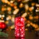 New Year's Candle-Cylinder "New Year's Patterns No. 2", 12.5x6 cm, 35 hours, 275 g, red with white