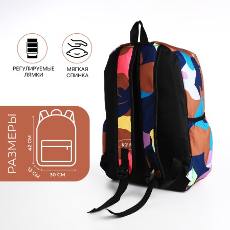 Youth backpack from textiles, 3 pockets, colorful color-1