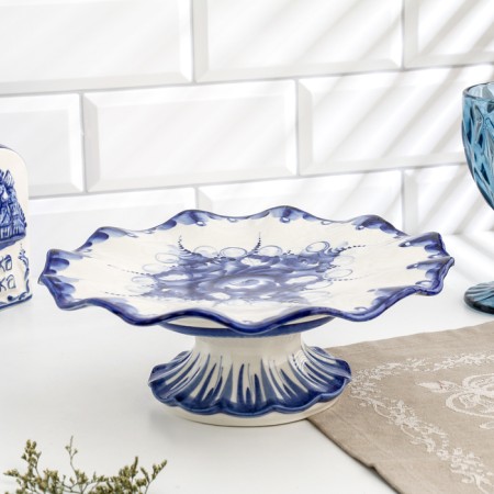 Tortnice "Lace", Gzhel, Porcelain, D = 26 cm