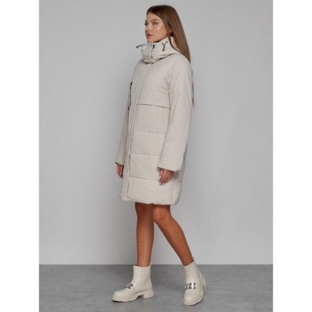 Coat insulated winter female, size 42, beige color-1