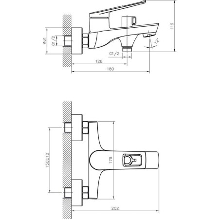 Bath mixer Rush Socotra ST1235-44, single-leaf, short spout, shower. set, chrome-1
