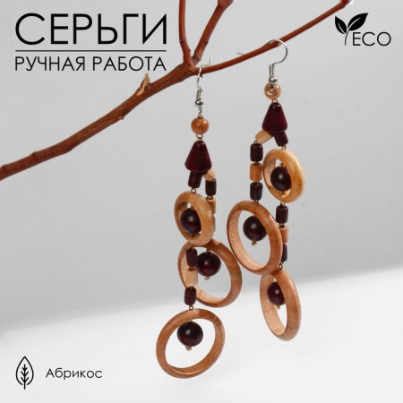 Handmade earrings, wooden "chanson", color mix