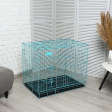 A cage with a hatch for dogs and cats, 85 x 60 x 70 cm, blue