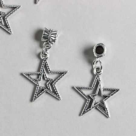 Bale with a suspension metal for creativity "Two stars" silver 3.4 cm
