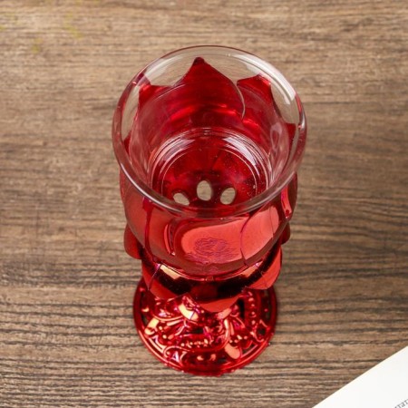 Climber Plastic, glass for 1 candle "rose" glass on the leg red 13x6x6 cm-4
