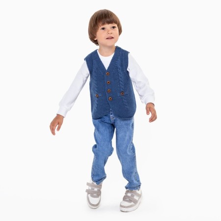 Vest for a boy, dark blue color, height 98 cm-3