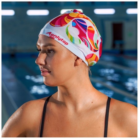 Шапочка для плавания взрослая ONLYTOP Swim Modern, тканевая, обхват 54-60 см-3